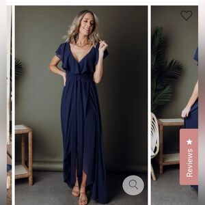 Baltic Born Navy Ruffle Maxi Dress